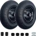 2-Pack 14.5-Inch Wheelbarrow Tire.3.50-8" Pneumatic Tires and wheels with 3"- 6" Center Hub and 3/4" Bushings for Wheelbarrow Lawn Mover Replacement.