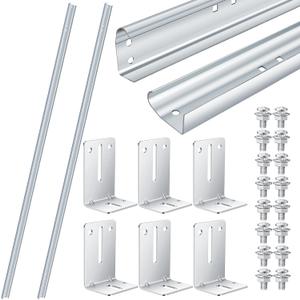 Tandefio 2 Pcs Garage Door Vertical Track Replacement with 6 Garage Door Rail Doorpost Brackets and 16 Sets of Screw and Nut Fittings Garage Door Rails Vertical Bracket for 7 ft Tall Garage Door Parts