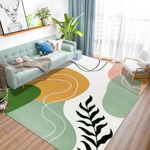 VSIWB Boho Art Area Rug 8x10 Green Washable Rug for Living Room Aesthetic Minimalist Mid Century Carpet Soft Non Slip Low Plie Colorful Rugs for Bedroom Dining Room Nursery Modern Home Decor