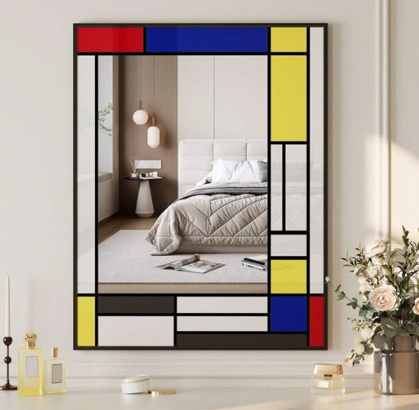 Colored Window Mirror, 39.4" x 31.5" Decorative Mirror