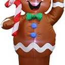 eLUUGIE 5ft Christmas Inflatable Gingerbread Man Decor Yard Indoor/Outdoor Inflatable Decoration for Christmas Party Porch/Yard/Garden/Lawn