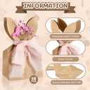 Affrolling 48 Set Boho Bow Easter Bunny Party Favor Bags DIY Bunny Gift Boxes with Neutral Bow Ribbon and Dried Flowers Rustic Paper Rabbit Ears Treat Bags Bulk for Easter Spring (Neutral Pastel)