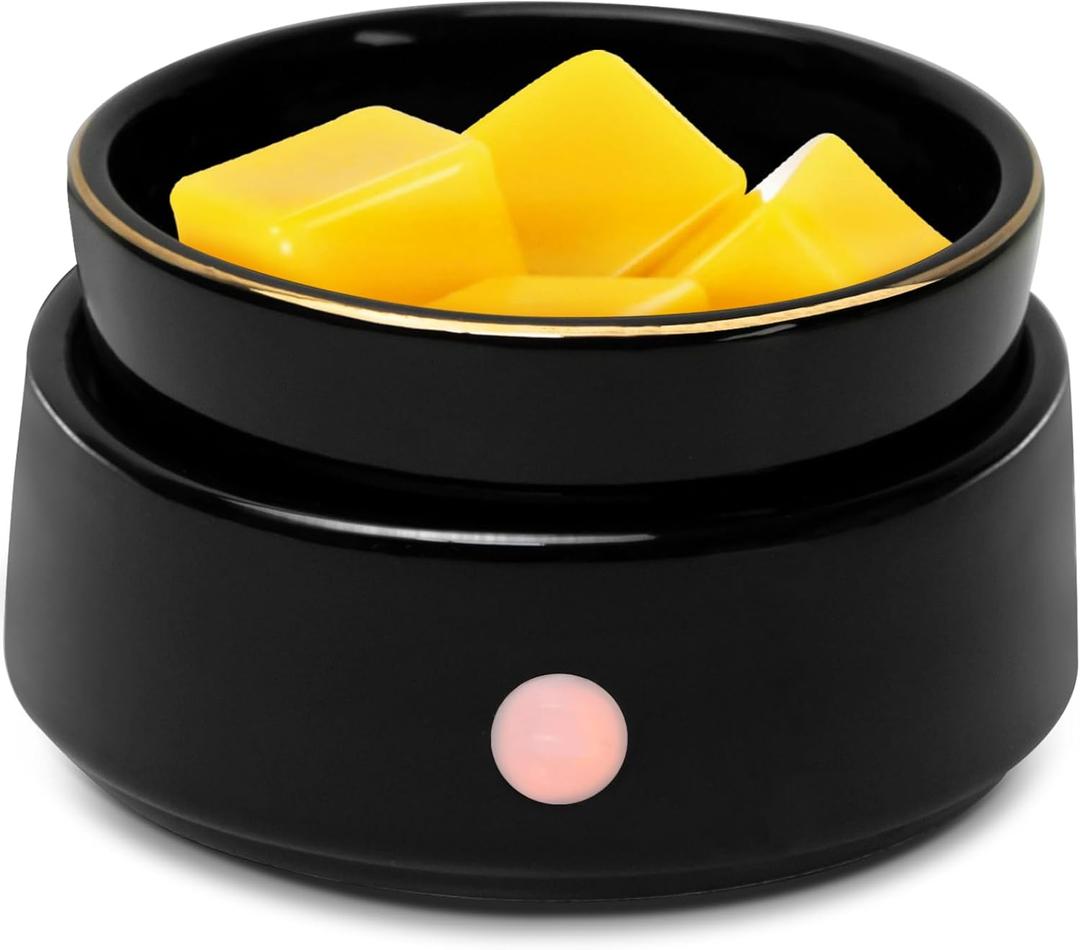 Wax Melt Warmer Candle Burner - Electric 3-in-1 Essential Oil Burner Ceramic Fragrance Candle Wax Burner for Scented Wax Tarts Candle Jars Essential Oils Home Office Bedroom Gift Decor (Black)