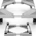 Mini Fridge Stand with 4 Locking Wheels 16.9"-25.6" Adjustable Dolly Base for Furniture Portable Refrigerator Stand (White)