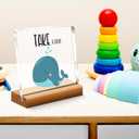 aPamr Kids Bathroom Decor, Funny Bathroom Rules Sign, Take a Bath Reminder Acrylic Wooden Desk Plaque Sign, A301