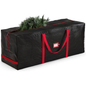 Zober Christmas Tree Storage Bag - Fits 7.5 Ft Artificial Trees - Plastic, Waterproof Christmas Tree Bag For Storage Box For Xmas - Strong, Durable Handles - Label Card Slot - Black
