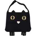 Juvale Black Cotton Cat Trick or Treat Bag with Gold Foil Eyes, Reusable for Kids, 11.25 x 15.5 in Canvas Tote for Halloween Parties, 2 Pack