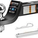 METOWARE Trailer Hitch Ball Mount, 2" Drop Hitch with 2" Ball, 6,000 lbs GTW Fits 2" Receiver for Truck SUV Boat RV, Solid Steel Towing Kit with Hitch Pin & Clip, Black