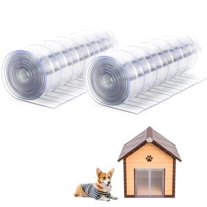 ClawJaw Dog Door Replacement Flaps, Dog House Flap-11.8" W x 4.1' L [2 pcs], Plastic Vinyl Door Strips for DIY Pet Door - Doghouse or Kennel Door Flap, Clear