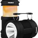 NEBO Big Poppy Lantern, Flashlight & Power Bank | 300 Lumens, 15 Hours Run Time, Rechargeable LED Spotlight, Pop-Up Flame Emulator & Lantern Modes, Water Resistant, Includes Micro-USB Charging Cable