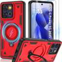 Gritup for Moto G Power 5G 2025 Magnetic Case Compatible with MagSafe & HD Screen Protector2 Metal Rotated Kickstand Military Grade Shockproof Protective Moto G Power 5G 2025 Red