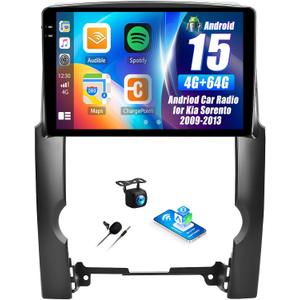 4G+64G Andriod Car Radio for KIA Sorento 2009 2010 2011 2012 2013 with CarPlay Android Auto 10.1 Inch Incell Touch Screen with GPS Navigation WiFi Backup Camera Mic