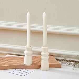 Denique Ceramic Candle Holders Set of 2, Creative Modern Knot Candlestick Holder Set, Table Centerpiece Taper Candle Holders Desktop Decoration for Home Decor, Wedding, Dinning, Party (Cream)