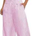 Floerns Women's 2 Piece Outfit Striped Tie Front Camisole Tops and Long Pants Set (Pink, S)