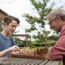 2 in 1 Magnetic Chess Set & Checkers Board Game, 15" Handmade Folding Chess Board, Portable Travel Chess Set, Beginner Chess Board Game for Adults & Kids (15 Inch) (Light Brown)