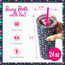Dragon Glassware Barbie 24 oz Insulated Stainless Steel Tumbler with Lid and 2 Straws - Festive Holiday Travel Coffee Tumbler Cup to Keep Drinks Hot or Cold, Fits Cup Holders - Christmas Theme