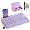 TOWON Small Compact Glass Desktop Whiteboard with Storage – 12 x 7 in Dry Erase Board for Desk, Home Office, School | Includes 5 Markers, Eraser & Holder | Space-Saving Organizer, Aesthetic Lavender