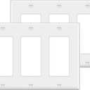 [2 Pack] BESTTEN 3-Gang Decorator Wall Plate, GFCI Outlet and Dimmer Switch Cover with 3 Decorator Openings, Standard Size, H4.53 x L6.38, Unbreakable Polycarbonate, UL Listed, White