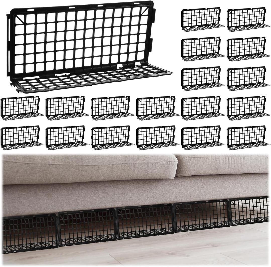 Treela 18 Pcs Under Couch Blocker for Bed Couch Furniture Underneath Under Bed Blocker with Zip Ties, Prevents Toys Pets Under Furniture Ideal for Living Room Bedroom, Black (14.5 x 4.7 x 6.7'')