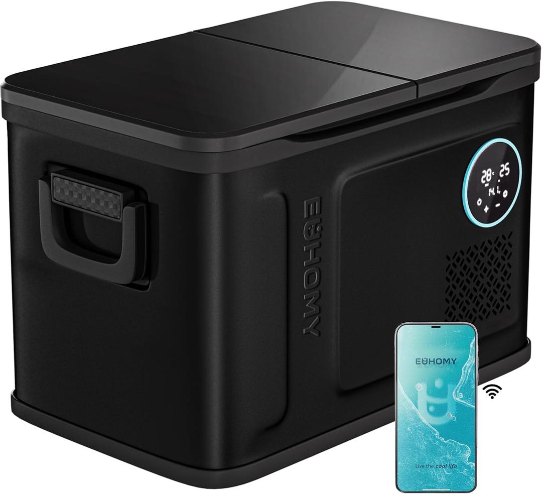 EUHOMY 12 Volt Refrigerator, 37QT Dual Zone Electric Cooler APP Control, Car Refrigerator with 12/24V DC 110-240V AC, Car Fridge -4~68, Portable Freezer Aluminum Interior for Camping,Trip,Home,Truck