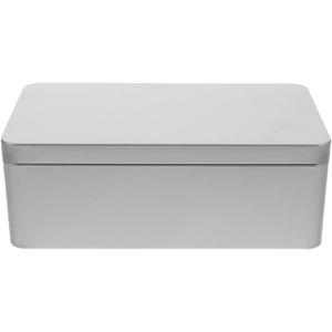 Cabilock Rectangular Tin Box With Lid Empty Tinplate Box Tinplate Tea Leaves Can Storage Container Accessory for Pill Candy Crafts Organizer Silver