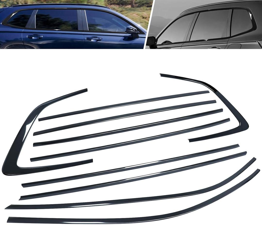 10pcs Lower Window Molding Trim Strip Fit for Honda CRV CR-V 2023 2024 Door Window Frame Cover Trims, Stainless Steels Glossy Black