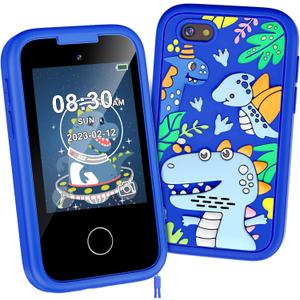 Kids Phone for Boys, Christmas Birthday Gifts for Boy Girl Age 3-10 Kids Toys Cell Phone, 2.8" Touchscreen Toddler Learning Play Toy Phone with Dual Camera, Game, Music Player, 8GB Card Blue