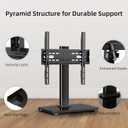 Universal 26-80" Tabletop TV Stand, 88 lb Steel & 8 mm Glass Base, 6-Level Height Snap, 10-Min No-Drill Install, VESA 100100-400400 mm