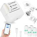 Sticker Printer, Thermal Sticker Maker with 4 Roll Paper Sticker Maker Machine Bluetooth Inkless Mini Label Maker for Student, Teacher, Home, School, DIY Creations, Sticky Scrapbook, Lists