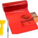 KOMAS 12 X 48 Tint Vinyl Film Sticker Sheet Roll for Car Headlight, Tail Lights, Fog Lights with Squeegee + Cutter (Glossy Red)