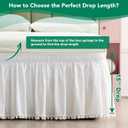 Biscaynebay Wrap Around Bed Skirts with Pompom for King Beds 15" Drop, White Adjustable Elastic Dust Ruffles Easy Fit Wrinkle & Fade Resistant Silky Luxurious Fabric Machine Washable