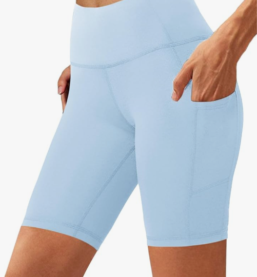 Aoliks Biker Shorts Women with Pockets - 8" High Waisted Tummy Control Running Workout Spandex Gym Volleyball Yoga Shorts ,size Large