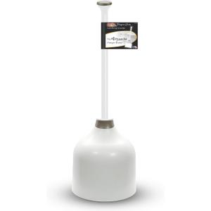 Korky White Toilet Plunger and Holder – Heavy Duty Compact Design – Fast Clog Removal – Easy to Clean - Made in USA