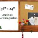 Dry Erase White Board and Cork Board, Magnetic Whiteboard & Bulletin Board Combo, 35.4"23.6"Wall-Mounted Mail Sorter & Key Hooks, Solid Pine Wood Walnut Brown Frame(Mail BB-BN-6090)