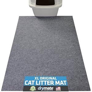 Drymate XL Original Cat Litter Mat, Contains Mess from Box, Protects Floors, Urine-Proof, Machine Washable, Soft on Kitty Paws, Absorbent, Waterproof (USA Made, Recycled Content)(29x36)(Blue Floral) (2 Count)