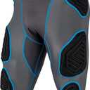 Champro Bull Rush 7-Pad Integrated Girdle Youth, Large, Charcoal With Optic Blue Trim
