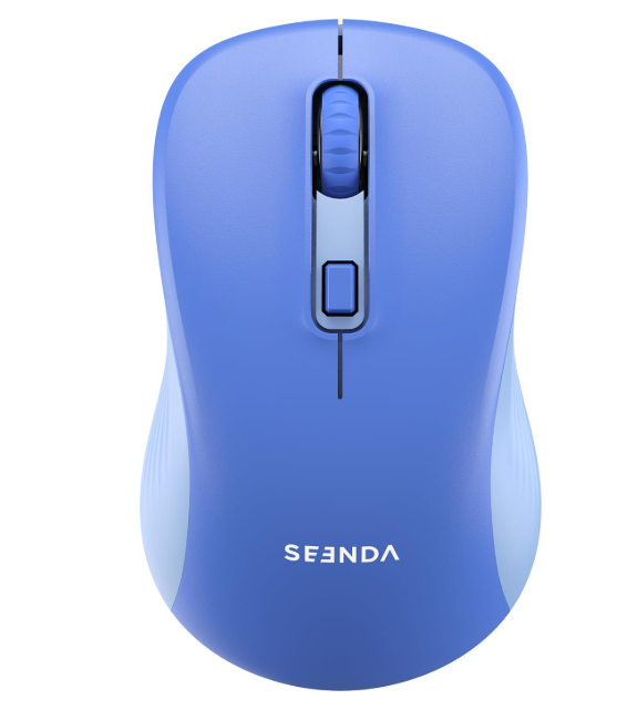 seenda Bluetooth Wireless Mouse, Bluetooth & 2.4G USB Dual Mode, Quiet Clicks, Smooth Tracking, 3-Level Adjustable 1600 DPI,Compact and Portable Mouse for Laptops, Tablets and More-Blue