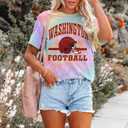 IZYJOY Women Football Shirt Vintage Game Day T-Shirt Sunday Funday Tee Tie Dye Football Season Short Sleeve Tops (Medium, Light Purple-098)