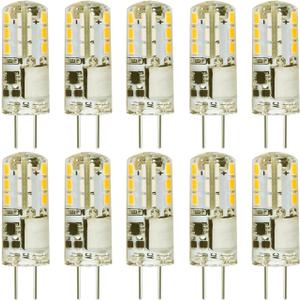 G4 LED Bulb 12V (AC/DC) 2W - Warm White 2700K, Non-dimmable, Bi Pin Base, 10-Pack - Replace 10W-20W Halogen Bulbs for Home and Landscape Lighting