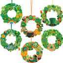 12 Sets St. Patrick's Day Foam Wreath Craft Kit, St. Patrick's Crafts Kits DIY Shamrock Foam Stickers Hanging Door Home Classroom Activities Decor Arts Crafts (Multicolor)