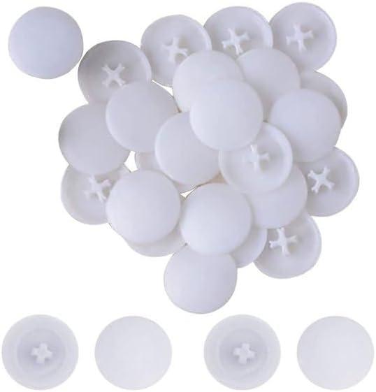 100 Pcs White 11mm Easy to Install Screw Cap Covers Assortment Kit, Plastic Self-Tapping Caps Hole Covers for Phillips Screws Head, Cabinet, Decoration Tapping Fasteners, Self-Tapping Screws