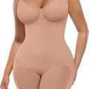 FeelinGirl Shapewear Tummy Control Seamless Bodysuit Hip Enhancer Body Shaper for Women (Beige, M)