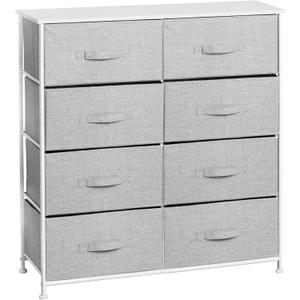 mDesign 38.31" High Steel Frame/Wood Top Storage Dresser Furniture Unit with 8 Removable Fabric Drawers - Large Bureau Organizer for Bedroom, Living Room, or Closet - Lido Collection, Gray