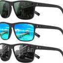 Square Polarized Sunglasses for Men and Women Lightweight Frame Sun Glasses with UV Protection