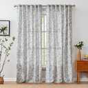 Vangao Blue Floral Linen Curtains for Living Room 96 Inches Long Farmhouse Curtains for Bedroom Vintage Print on Beige Light Filtering Window Drapes Grommet Top 2 Panels