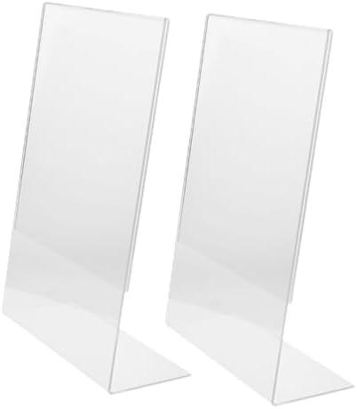 OSALADI 2pcs Acrylic Menu Display Stand Sign Holder for Price Tags Qr Codes Menus Tabletop Holder for Classroom Office Retail Use Vertical 7.25"x5"