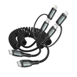 Coiled USB C to USB C and Lightning Cable 2 in 1, 3FT 2Pack Braided Cord Fast Charging Type C Car Charger for iPhone 17 16 15 14 13 12 11,iPad, Samsung Galaxy, Google Pixel, Moto, LG, TCL Phones