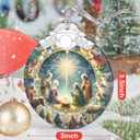 2 x Christian Gifts: Nativity Christmas Ornaments - Religious Gifts for Kids and Women of Faith - Christmas Tree Decoration Stained Glass Nativity Ornament