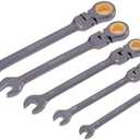 MDBTTOOLS Flex Head Reversible Ratcheting Set 5 piece,Anti Slip Speed Wrench Set CR-V Steel,Metric Sizes Combination Ratchet (Grey 8-17mm)