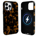 NITITOP Compatible with iPhone 15 Pro Max Case Magnetic Compatible with MagSafe Cute Leopard Amber Aesthetic Tortoise Design for Women Men Girls Soft TPU Shockproof Protective Cover - Black